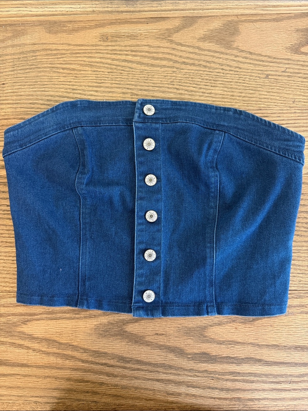 Flying Tomato Button Up Denim Bandeau Top